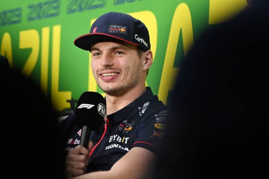 Max Verstappen (NLD) Red Bull Racing in the FIA Press Conference.
02.11.2023. Formula 1 World Championship, Rd 21, Brazilian Grand Prix, Sao Paulo, Brazil, Preparation Day.
- www.xpbimages.com, EMail: requests@xpbimages.com © Copyright: Price / XPB Images