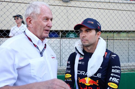 (L to R): Dr Helmut Marko (AUT) Red Bull Motorsport Consultant and Sergio Perez (MEX) Red Bull Racing on the grid.
04.11.2023. Formula 1 World Championship, Rd 21, Brazilian Grand Prix, Sao Paulo, Brazil, Sprint Day.
- www.xpbimages.com, EMail: requests@xpbimages.com © Copyright: Batchelor / XPB Images