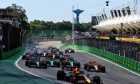 Max Verstappen (NLD) Red Bull Racing RB19 leads at the start of the race as Alexander Albon (THA) Williams Racing FW45 and Kevin Magnussen (DEN) Haas VF-23 crash. 05.11.2023. Formula 1 World Championship, Rd 21, Brazilian Grand Prix, Sao Paulo, Brazil, Race Day. - www.xpbimages.com, EMail: requests@xpbimages.com © Copyright: Charniaux / XPB Images