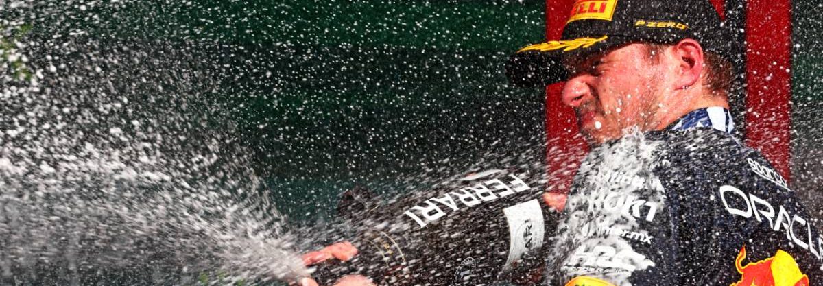 Race winner Max Verstappen (NLD) Red Bull Racing celebrates on the podium. 05.11.2023. Formula 1 World Championship, Rd 21, Brazilian Grand Prix, Sao Paulo, Brazil, Race Day. - www.xpbimages.com, EMail: requests@xpbimages.com © Copyright: Coates / XPB Images