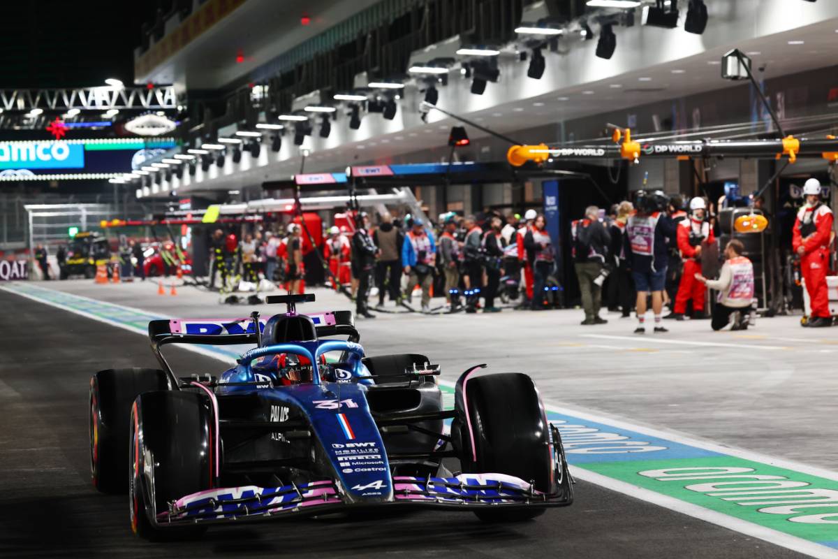 Esteban Ocon (FRA) Alpine F1 Team A523 leaves the pits. 16.11.2023. Formula 1 World Championship, Rd 22, Las Vegas Grand Prix, Las Vegas, Nevada, USA, Practice Day. - www.xpbimages.com, EMail: requests@xpbimages.com © Copyright: Batchelor / XPB Images