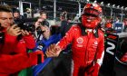 Carlos Sainz Jr (ESP) Ferrari celebrates his second position in qualifying parc ferme with the team. 17.11.2023. Formula 1 World Championship, Rd 22, Las Vegas Grand Prix, Las Vegas, Nevada, USA, Qualifying Day. - www.xpbimages.com, EMail: requests@xpbimages.com © Copyright: Coates / XPB Images