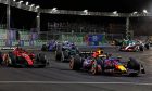 Max Verstappen (NLD) Red Bull Racing RB19 leads Charles Leclerc (MON) Ferrari SF-23 at the start of the race. 18.11.2023. Formula 1 World Championship, Rd 22, Las Vegas Grand Prix, Las Vegas, Nevada, USA, Race Day. - www.xpbimages.com, EMail: requests@xpbimages.com © Copyright: Charniaux / XPB Images