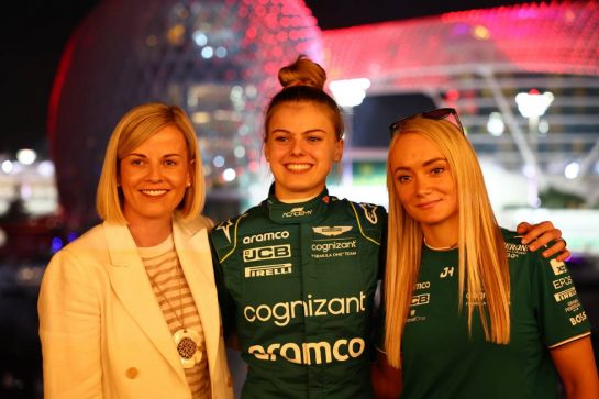 (L to R): Susie Wolff (GBR) F1 Academy Managing Director with Tina Hausmann (SUI) Aston Martin F1 Academy Driver and Jessica Hawkins (GBR) Aston Martin F1 Team Driver Ambassador.
23.11.2023. Formula 1 World Championship, Rd 23, Abu Dhabi Grand Prix, Yas Marina Circuit, Abu Dhabi, Preparation Day.
- www.xpbimages.com, EMail: requests@xpbimages.com © Copyright: Batchelor / XPB Images