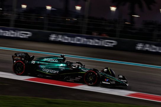 Lance Stroll (CDN) Aston Martin F1 Team AMR23.
24.11.2023. Formula 1 World Championship, Rd 23, Abu Dhabi Grand Prix, Yas Marina Circuit, Abu Dhabi, Practice Day.
- www.xpbimages.com, EMail: requests@xpbimages.com © Copyright: Charniaux / XPB Images