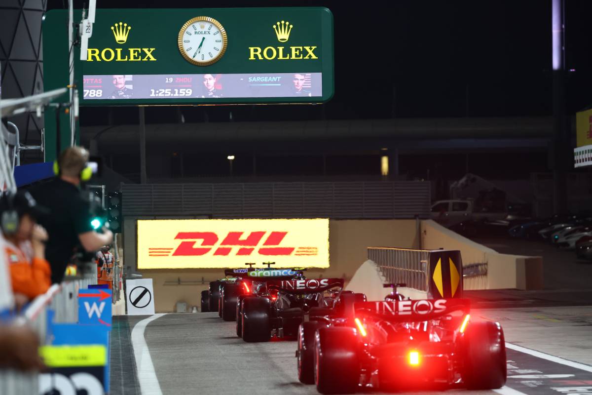 George Russell (GBR) Mercedes AMG F1 W14 leaves the pits. 25.11.2023. Formula 1 World Championship, Rd 23, Abu Dhabi Grand Prix, Yas Marina Circuit, Abu Dhabi, Qualifying Day. - www.xpbimages.com, EMail: requests@xpbimages.com © Copyright: Charniaux / XPB Images