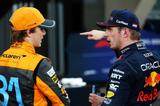 (L to R): Oscar Piastri (AUS) McLaren with Max Verstappen (NLD) Red Bull Racing in qualifying parc ferme.
25.11.2023. Formula 1 World Championship, Rd 23, Abu Dhabi Grand Prix, Yas Marina Circuit, Abu Dhabi, Qualifying Day.
- www.xpbimages.com, EMail: requests@xpbimages.com © Copyright: Batchelor / XPB Images
