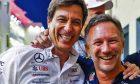 Mercedes boss Toto Wolff and Red Bull principal Christian Horner after the 2023 season finale in Abu Dhabi.
