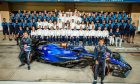 (L to R): Logan Sargeant (USA) Williams Racing and Alexander Albon (THA) Williams Racing at a team photograph. 25.11.2023. Formula 1 World Championship, Rd 23, Abu Dhabi Grand Prix, Yas Marina Circuit, Abu Dhabi, Qualifying Day. - www.xpbimages.com, EMail: requests@xpbimages.com © Copyright: Batchelor / XPB Images