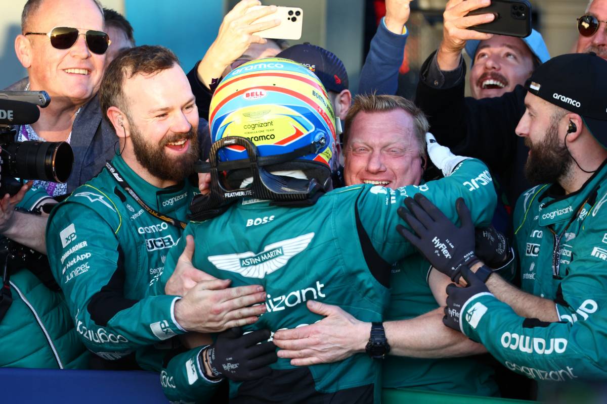 3rd place Fernando Alonso (ESP) Aston Martin F1 Team AMR23. 02.04.2023. Formula 1 World Championship, Rd 3, Australian Grand Prix, Albert Park, Melbourne, Australia, Race Day. - www.xpbimages.com, EMail: requests@xpbimages.com © Copyright: Batchelor / XPB Images