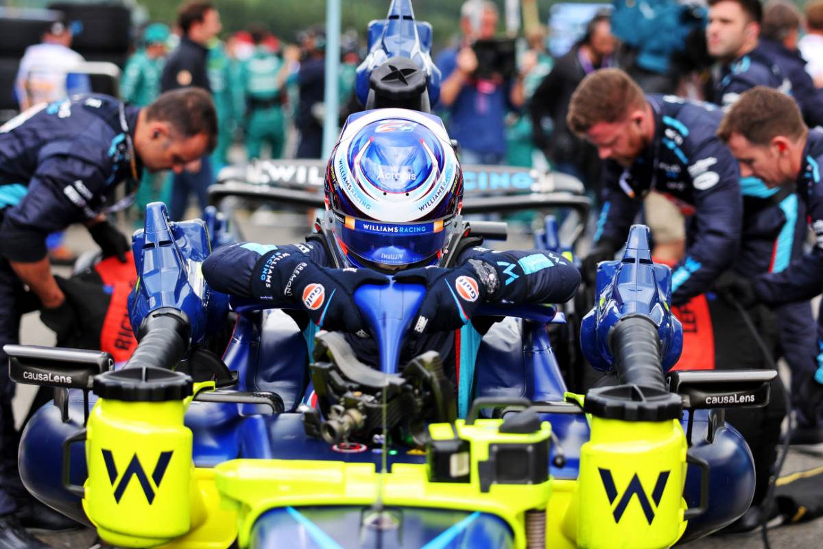 Logan Sargeant (USA) Williams Racing FW45 on the grid. 29.07.2023. Formula 1 World Championship, Rd 13, Belgian Grand Prix, Spa Francorchamps, Belgium, Sprint Day. - www.xpbimages.com, EMail: requests@xpbimages.com © Copyright: Bearne / XPB Images