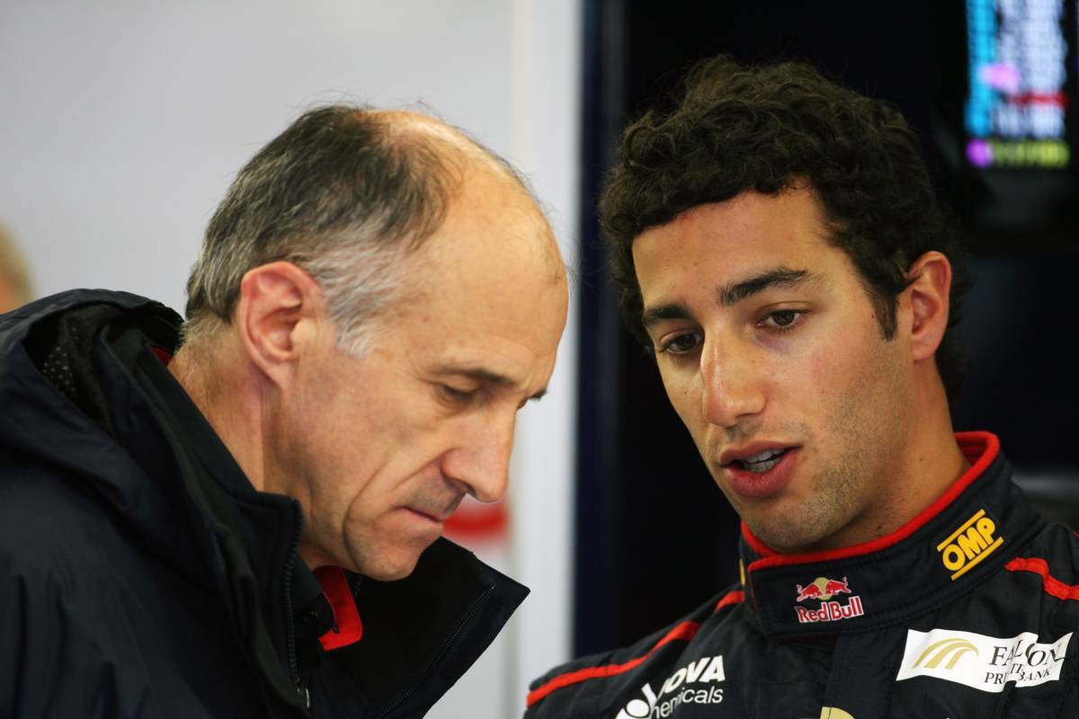 (L to R): Franz Tost (AUT) Scuderia Toro Rosso Team Principal with Daniel Ricciardo (AUS) Scuderia Toro Rosso.
06.07.2012. Formula 1 World Championship, Rd 9, British Grand Prix, Silverstone, England, Practice Day
- www.xpbimages.com, EMail: requests@xpbimages.com - copy of publication required for printed pictures. Every used picture is fee-liable. © Copyright: Charniaux / XPB Images