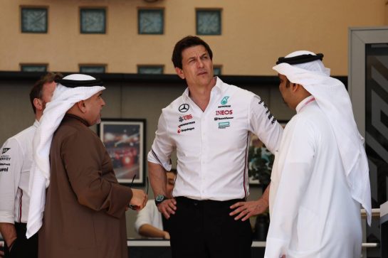 Toto Wolff (GER) Mercedes AMG F1 Shareholder and Executive Director with Crown Prince Shaikh Salman bin Isa Hamad Al Khalifa (BRN)
21.02.2024. Formula 1 Testing, Sakhir, Bahrain, Day One.
- www.xpbimages.com, EMail: requests@xpbimages.com © Copyright: Moy / XPB Images