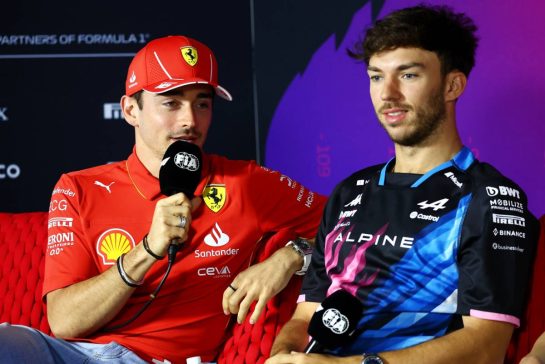 (L to R): Charles Leclerc (MON) Ferrari and Pierre Gasly (FRA) Alpine F1 Team in the FIA Press Conference.
23.02.2024. Formula 1 Testing, Sakhir, Bahrain, Day Three.
- www.xpbimages.com, EMail: requests@xpbimages.com © Copyright: Charniaux / XPB Images