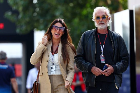 (L to R): Silvia Domenicali (ITA) with Flavio Briatore (ITA).
02.03.2024. Formula 1 World Championship, Rd 1, Bahrain Grand Prix, Sakhir, Bahrain, Race Day.
 - www.xpbimages.com, EMail: requests@xpbimages.com © Copyright: Coates / XPB Images