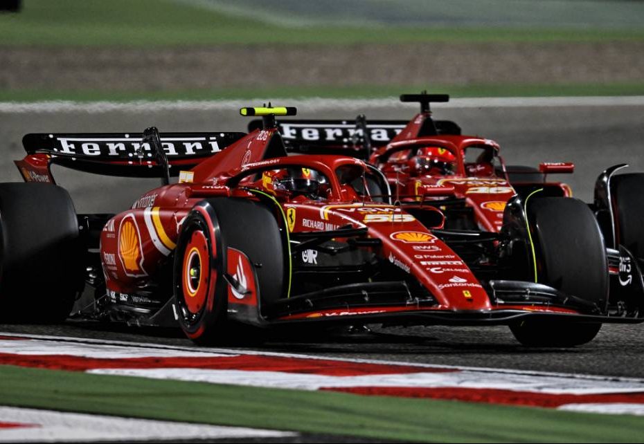 Carlos Sainz Jr (ESP) Ferrari SF-24 and Charles Leclerc (MON) Ferrari SF-24. 02.03.2024. Formula 1 World Championship, Rd 1, Bahrain Grand Prix, Sakhir, Bahrain, Race Day. - www.xpbimages.com, EMail: requests@xpbimages.com © Copyright: Price / XPB Images