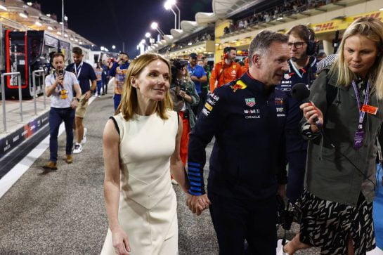 (L to R): Geri Horner (GBR) Singer with her husband Christian Horner (GBR) Red Bull Racing Team Principal at the end of the race.
02.03.2024. Formula 1 World Championship, Rd 1, Bahrain Grand Prix, Sakhir, Bahrain, Race Day.
 - www.xpbimages.com, EMail: requests@xpbimages.com © Copyright: Coates / XPB Images