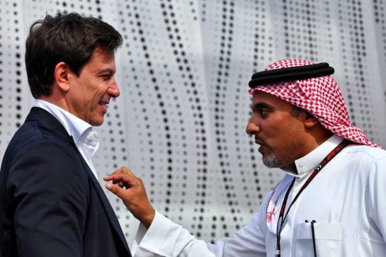 (L to R): Toto Wolff (GER) Mercedes AMG F1 Shareholder and Executive Director with Prince Khalid Bin Sultan Al Faisal (KSA) President of the Saudi Automobile and Motorcycle Federation.
06.03.2024. Formula 1 World Championship, Rd 2, Saudi Arabian Grand Prix, Jeddah, Saudi Arabia, Preparation Day.
- www.xpbimages.com, EMail: requests@xpbimages.com © Copyright: Batchelor / XPB Images