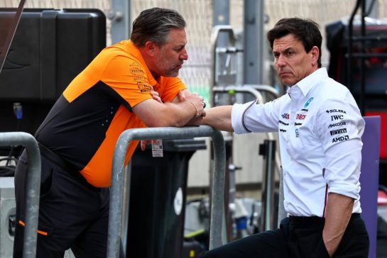 (L to R): Zak Brown (USA) McLaren Executive Director with Toto Wolff (GER) Mercedes AMG F1 Shareholder and Executive Director.
08.03.2024. Formula 1 World Championship, Rd 2, Saudi Arabian Grand Prix, Jeddah, Saudi Arabia, Qualifying Day.
- www.xpbimages.com, EMail: requests@xpbimages.com © Copyright: Batchelor / XPB Images