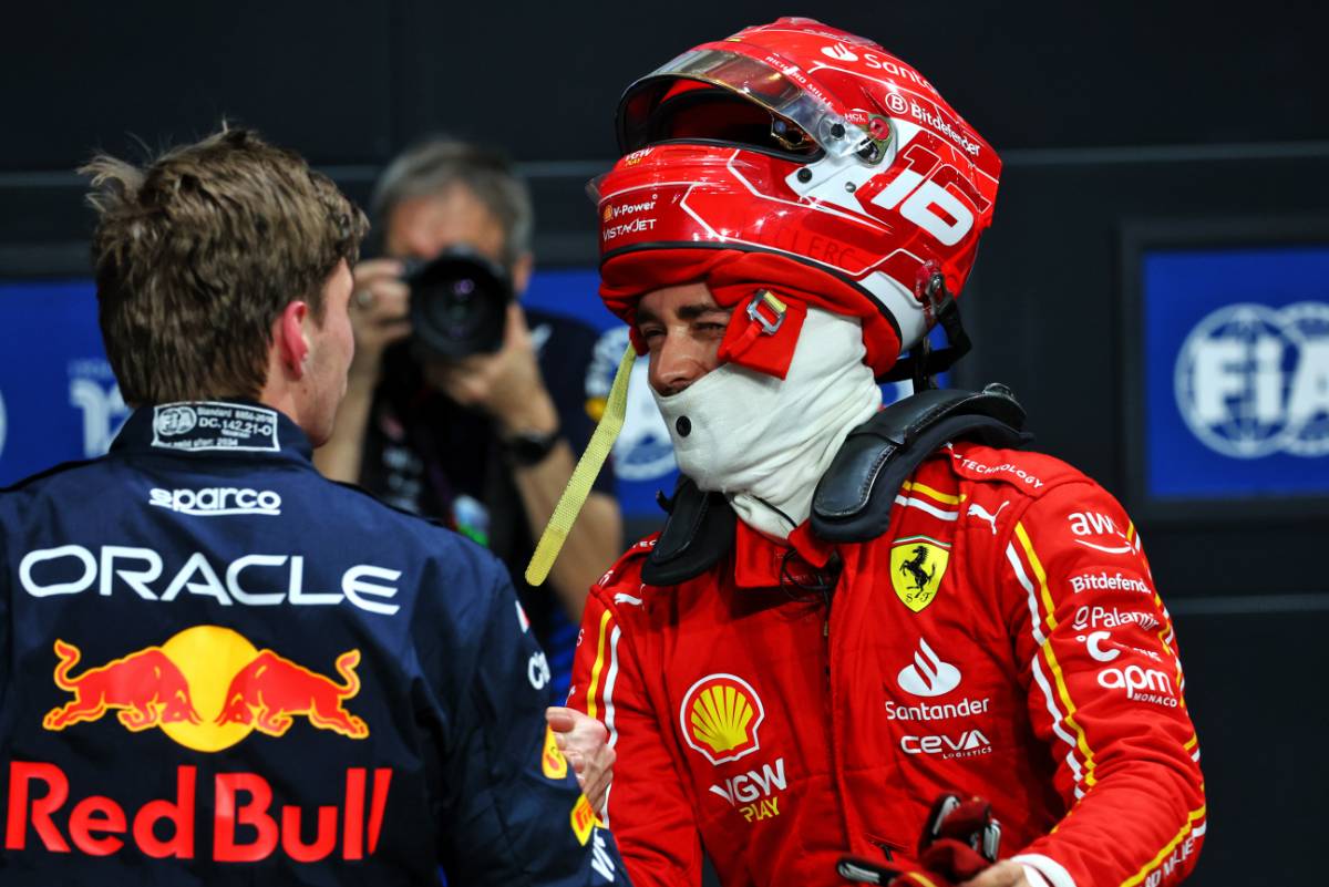 (L to R): Max Verstappen (NLD) Red Bull Racing with Charles Leclerc (MON) Ferrari in qualifying parc ferme.
08.03.2024. Formula 1 World Championship, Rd 2, Saudi Arabian Grand Prix, Jeddah, Saudi Arabia, Qualifying Day.
- www.xpbimages.com, EMail: requests@xpbimages.com © Copyright: Batchelor / XPB Images