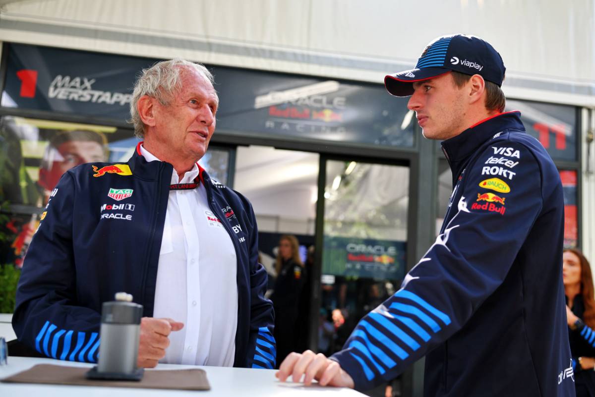 (L to R): Dr Helmut Marko (AUT) Red Bull Motorsport Consultant with Max Verstappen (NLD) Red Bull Racing. 22.03.2024. Formula 1 World Championship, Rd 3, Australian Grand Prix, Albert Park, Melbourne, Australia, Practice Day. - www.xpbimages.com, EMail: requests@xpbimages.com © Copyright: Batchelor / XPB Images