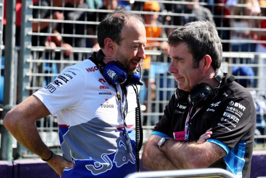 (L to R): Peter Bayer (AUT) RB Chief Executive Officer with Bruno Famin (FRA) Alpine Motorsports Vice President and Alpine F1 Team Team Principal on the grid.
24.03.2024. Formula 1 World Championship, Rd 3, Australian Grand Prix, Albert Park, Melbourne, Australia, Race Day.
- www.xpbimages.com, EMail: requests@xpbimages.com © Copyright: Moy / XPB Images