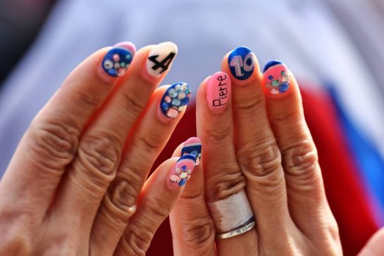 Circuit atmosphere - Alpine F1 Team fan's painted fingernails.
04.04.2024. Formula 1 World Championship, Rd 4, Japanese Grand Prix, Suzuka, Japan, Preparation Day.
- www.xpbimages.com, EMail: requests@xpbimages.com © Copyright: Moy / XPB Images