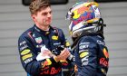 (L to R): Max Verstappen (NLD) Red Bull Racing celebrates his pole position with second placed team mate Sergio Perez (MEX) Red Bull Racing in qualifying parc ferme. 20.04.2024. Formula 1 World Championship, Rd 5, Chinese Grand Prix, Shanghai, China, Sprint and Qualifying Day. - www.xpbimages.com, EMail: requests@xpbimages.com © Copyright: Batchelor / XPB Images