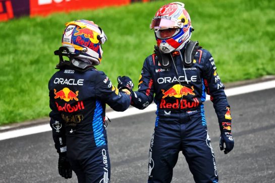 Race winner Max Verstappen (NLD) Red Bull Racing (Right) celebrates with third placed team mate Sergio Perez (MEX) Red Bull Racing in parc ferme.
21.04.2024. Formula 1 World Championship, Rd 5, Chinese Grand Prix, Shanghai, China, Race Day.
- www.xpbimages.com, EMail: requests@xpbimages.com © Copyright: Batchelor / XPB Images