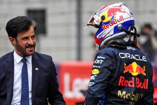 (L to R): Mohammed Bin Sulayem (UAE) FIA President with race winner Max Verstappen (NLD) Red Bull Racing in parc ferme.
21.04.2024. Formula 1 World Championship, Rd 5, Chinese Grand Prix, Shanghai, China, Race Day.
- www.xpbimages.com, EMail: requests@xpbimages.com © Copyright: Bearne / XPB Images