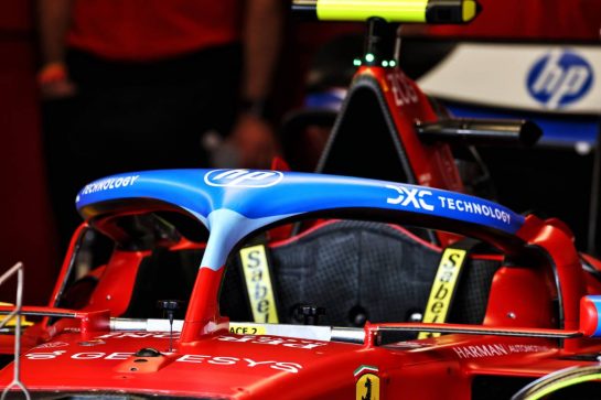 Ferrari SF-24 Halo cockpit cover - HP / blue livery.
02.05.2024. Formula 1 World Championship, Rd 6, Miami Grand Prix, Miami, Florida, USA, Preparation Day.
- www.xpbimages.com, EMail: requests@xpbimages.com © Copyright: Moy / XPB Images