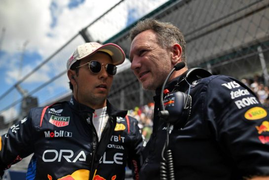 (L to R): Sergio Perez (MEX) Red Bull Racing with Christian Horner (GBR) Red Bull Racing Team Principal on the grid.
04.05.2024. Formula 1 World Championship, Rd 6, Miami Grand Prix, Miami, Florida, USA, Sprint and Qualifying Day.
- www.xpbimages.com, EMail: requests@xpbimages.com © Copyright: Price / XPB Images