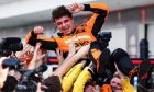 Race winner Lando Norris (GBR) McLaren celebrates in parc ferme with the team. 05.05.2024. Formula 1 World Championship, Rd 6, Miami Grand Prix, Miami, Florida, USA, Race Day. - www.xpbimages.com, EMail: requests@xpbimages.com © Copyright: Charniaux / XPB Images