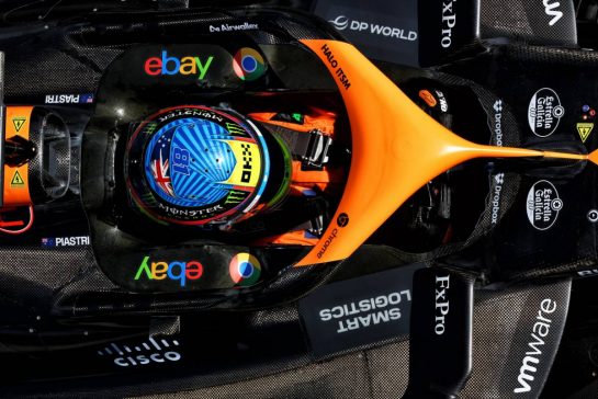 Oscar Piastri (AUS) McLaren MCL38 - electronic sponsor boards.
17.05.2024. Formula 1 World Championship, Rd 7, Emilia Romagna Grand Prix, Imola, Italy, Practice Day.
 - www.xpbimages.com, EMail: requests@xpbimages.com © Copyright: Coates / XPB Images