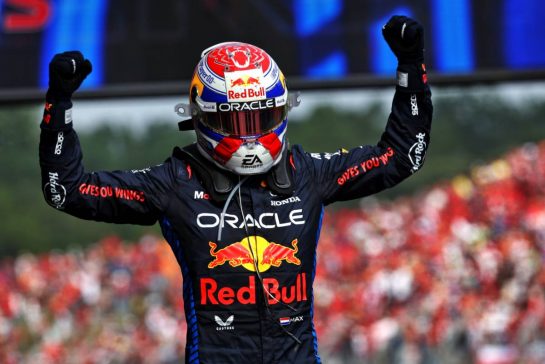 Race winner Max Verstappen (NLD) Red Bull Racing celebrates in parc ferme.
19.05.2024. Formula 1 World Championship, Rd 7, Emilia Romagna Grand Prix, Imola, Italy, Race Day.
 - www.xpbimages.com, EMail: requests@xpbimages.com © Copyright: Staley / XPB Images