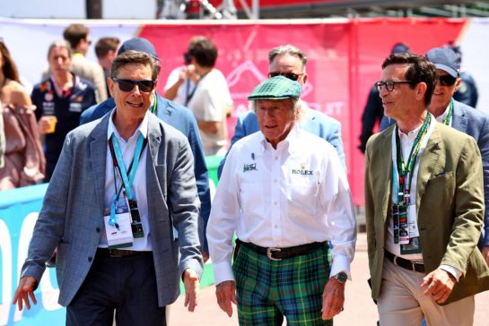 (L to R): Jean-Frederic Dufour, Rolex CEO with Jackie Stewart (GBR).
26.05.2024. Formula 1 World Championship, Rd 8, Monaco Grand Prix, Monte Carlo, Monaco, Race Day.
 - www.xpbimages.com, EMail: requests@xpbimages.com © Copyright: Coates / XPB Images