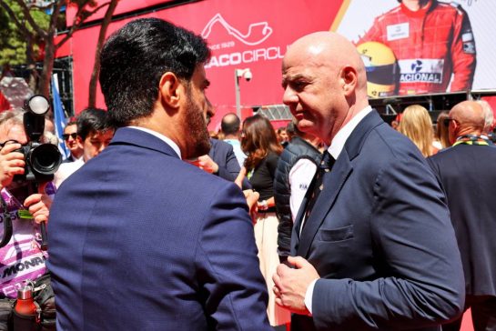 (L to R): Mohammed Bin Sulayem (UAE) FIA President with Gianni Infantino (SUI) FIFA President on the grid.
26.05.2024. Formula 1 World Championship, Rd 8, Monaco Grand Prix, Monte Carlo, Monaco, Race Day.
- www.xpbimages.com, EMail: requests@xpbimages.com © Copyright: Batchelor / XPB Images