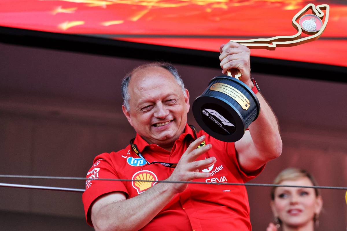 Frederic Vasseur (FRA) Ferrari Team Principal celebrates on the podium. 26.05.2024. Formula 1 World Championship, Rd 8, Monaco Grand Prix, Monte Carlo, Monaco, Race Day. - www.xpbimages.com, EMail: requests@xpbimages.com © Copyright: Moy / XPB Images