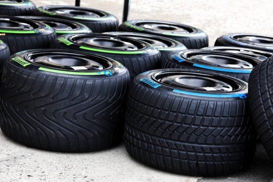 Wet and intermediate Pirelli tyres.
06.06.2024. Formula 1 World Championship, Rd 9, Canadian Grand Prix, Montreal, Canada, Preparation Day.
- www.xpbimages.com, EMail: requests@xpbimages.com © Copyright: Batchelor / XPB Images