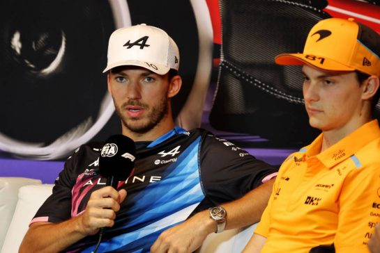 (L to R): Pierre Gasly (FRA) Alpine F1 Team and Oscar Piastri (AUS) McLaren in the FIA Press Conference.
06.06.2024. Formula 1 World Championship, Rd 9, Canadian Grand Prix, Montreal, Canada, Preparation Day.
- www.xpbimages.com, EMail: requests@xpbimages.com © Copyright: Bearne / XPB Images