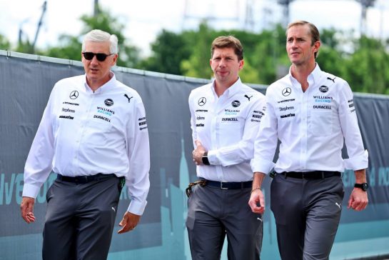 (L to R): Matthew Savage, Dorilton Capital Chairman - Williams Racing Director with James Vowles (GBR) Williams Racing Team Principal and James Matthews (GBR) Eden Rock Group CEO - Williams Racing Board Member.
08.06.2024. Formula 1 World Championship, Rd 9, Canadian Grand Prix, Montreal, Canada, Qualifying Day.
- www.xpbimages.com, EMail: requests@xpbimages.com © Copyright: Batchelor / XPB Images