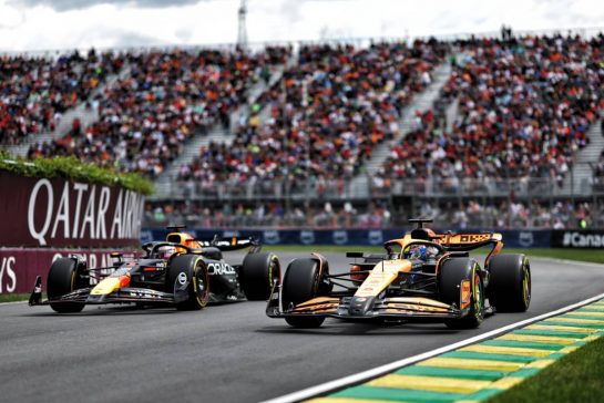 Oscar Piastri (AUS) McLaren MCL38 and Max Verstappen (NLD) Red Bull Racing RB20.
08.06.2024. Formula 1 World Championship, Rd 9, Canadian Grand Prix, Montreal, Canada, Qualifying Day.
- www.xpbimages.com, EMail: requests@xpbimages.com © Copyright: Bearne / XPB Images