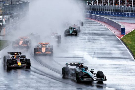 George Russell (GBR) Mercedes AMG F1 W15 leads at the start of the race.
09.06.2024. Formula 1 World Championship, Rd 9, Canadian Grand Prix, Montreal, Canada, Race Day.
- www.xpbimages.com, EMail: requests@xpbimages.com © Copyright: Charniaux / XPB Images