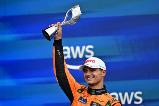 Lando Norris (GBR) McLaren celebrates his second position on the podium.
09.06.2024. Formula 1 World Championship, Rd 9, Canadian Grand Prix, Montreal, Canada, Race Day.
- www.xpbimages.com, EMail: requests@xpbimages.com © Copyright: Price / XPB Images