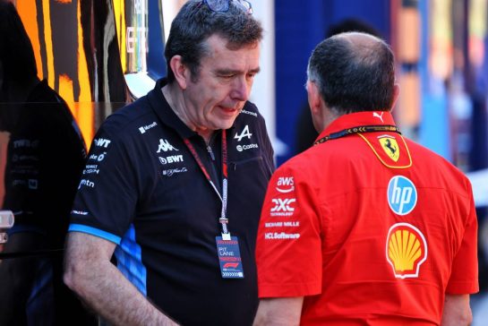(L to R): Bruno Famin (FRA) Alpine Motorsports Vice President and Alpine F1 Team Team Principal and Frederic Vasseur (FRA) Ferrari Team Principal.
21.06.2024 Formula 1 World Championship, Rd 10, Spanish Grand Prix, Barcelona, Spain, Practice Day.
- www.xpbimages.com, EMail: requests@xpbimages.com © Copyright: Batchelor / XPB Images