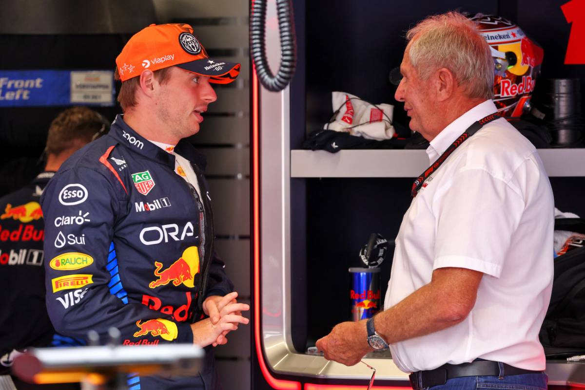 (L to R): Max Verstappen (NLD) Red Bull Racing with Dr Helmut Marko (AUT) Red Bull Motorsport Consultant.
21.06.2024 Formula 1 World Championship, Rd 10, Spanish Grand Prix, Barcelona, Spain, Practice Day.
- www.xpbimages.com, EMail: requests@xpbimages.com © Copyright: Batchelor / XPB Images