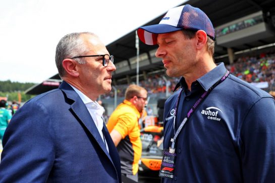 (L to R): Stefano Domenicali (ITA) Formula One President and CEO with Alex Wurz (AUT) GPDA Chairman on the grid.
30.06.2024. Formula 1 World Championship, Rd 11, Austrian Grand Prix, Spielberg, Austria, Race Day.
- www.xpbimages.com, EMail: requests@xpbimages.com © Copyright: Batchelor / XPB Images