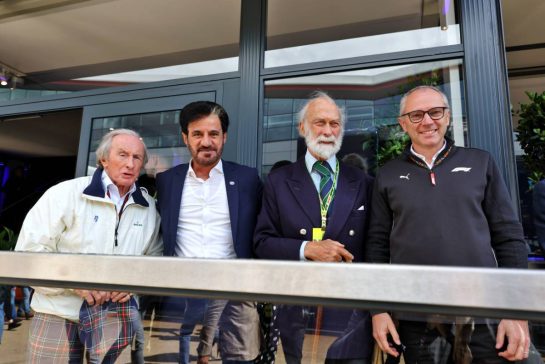 (L to R): Jackie Stewart (GBR); Mohammed Bin Sulayem (UAE) FIA President; HRH Prince Michael of Kent (GBR); Stefano Domenicali (ITA) Formula One President and CEO.
06.07.2024. Formula 1 World Championship, Rd 12, British Grand Prix, Silverstone, England, Qualifying Day.
- www.xpbimages.com, EMail: requests@xpbimages.com © Copyright: Moy / XPB Images