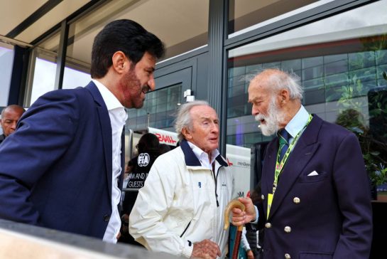 (L to R): Mohammed Bin Sulayem (UAE) FIA President with Jackie Stewart (GBR) and HRH Prince Michael of Kent (GBR).
06.07.2024. Formula 1 World Championship, Rd 12, British Grand Prix, Silverstone, England, Qualifying Day.
- www.xpbimages.com, EMail: requests@xpbimages.com © Copyright: Moy / XPB Images