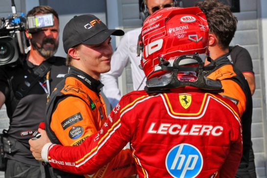 (L to R): Race winner Oscar Piastri (AUS) McLaren celebrates in parc ferme with Charles Leclerc (MON) Ferrari.
21.07.2024. Formula 1 World Championship, Rd 13, Hungarian Grand Prix, Budapest, Hungary, Race Day.
- www.xpbimages.com, EMail: requests@xpbimages.com © Copyright: Batchelor / XPB Images